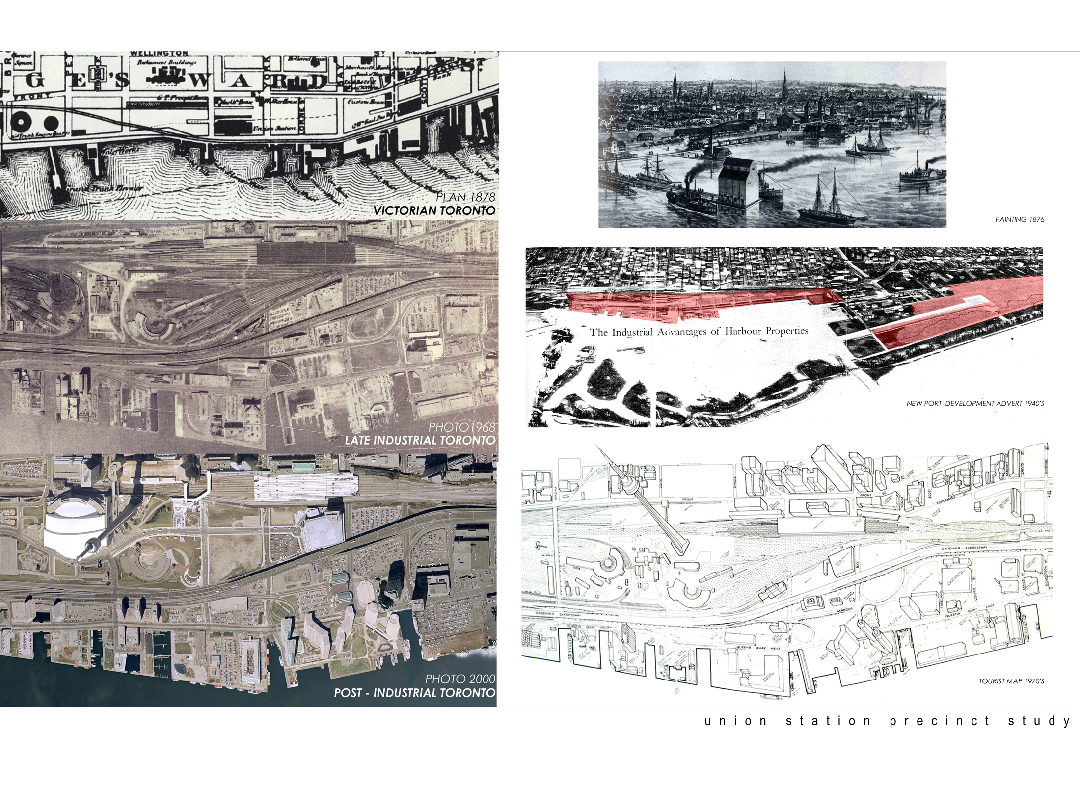 History of Toronto's waterfront around Union Station through a variety of historical maps.