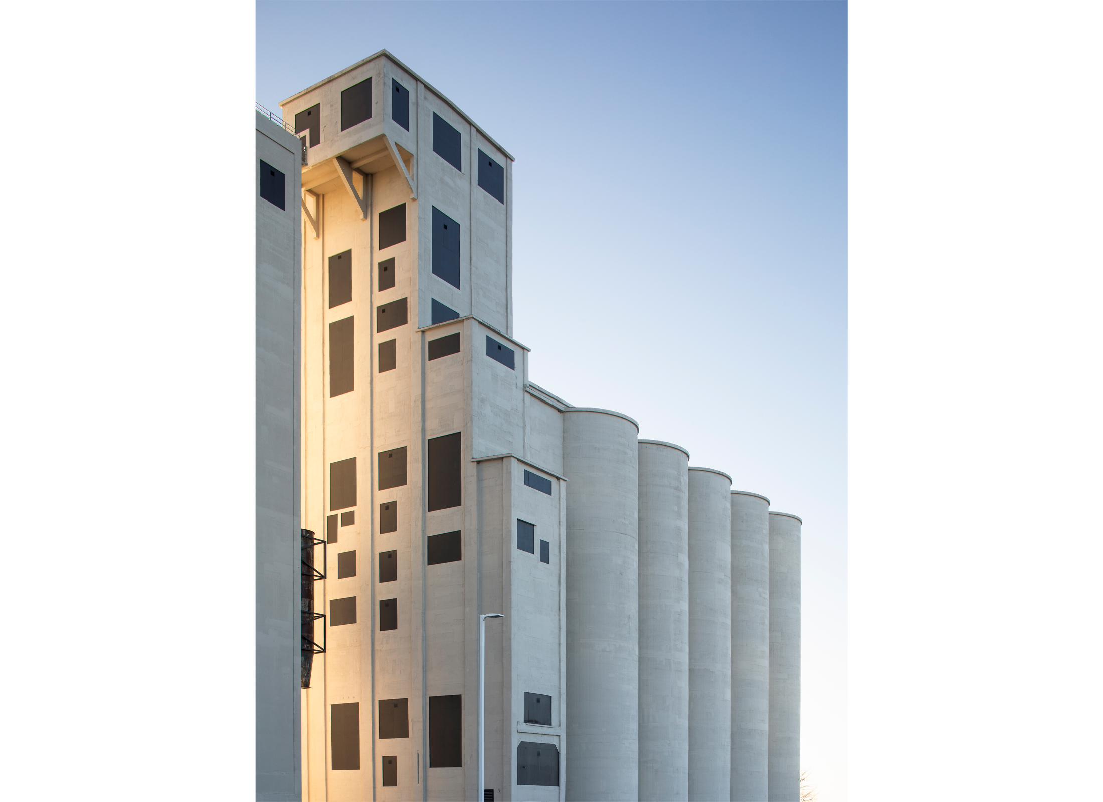 Exterior view of the Canada Malting Silo, a concrete industrial building along Toronto's Waterfront.