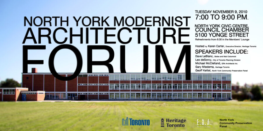 North York Modernist Architecture Forum on Tuesday November 9th