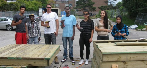 Youth build decking for Scarborough shade structure
