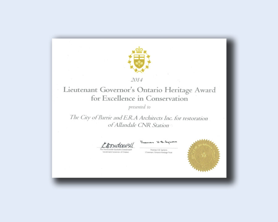 Lieutenant Governor’s Award to Allandale Station