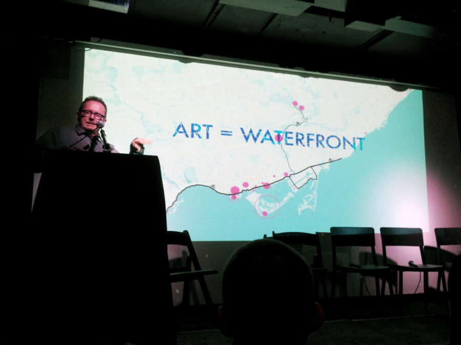Michael presenting ART=WATERFONT at a panel for NXT City and Pavilion Project.