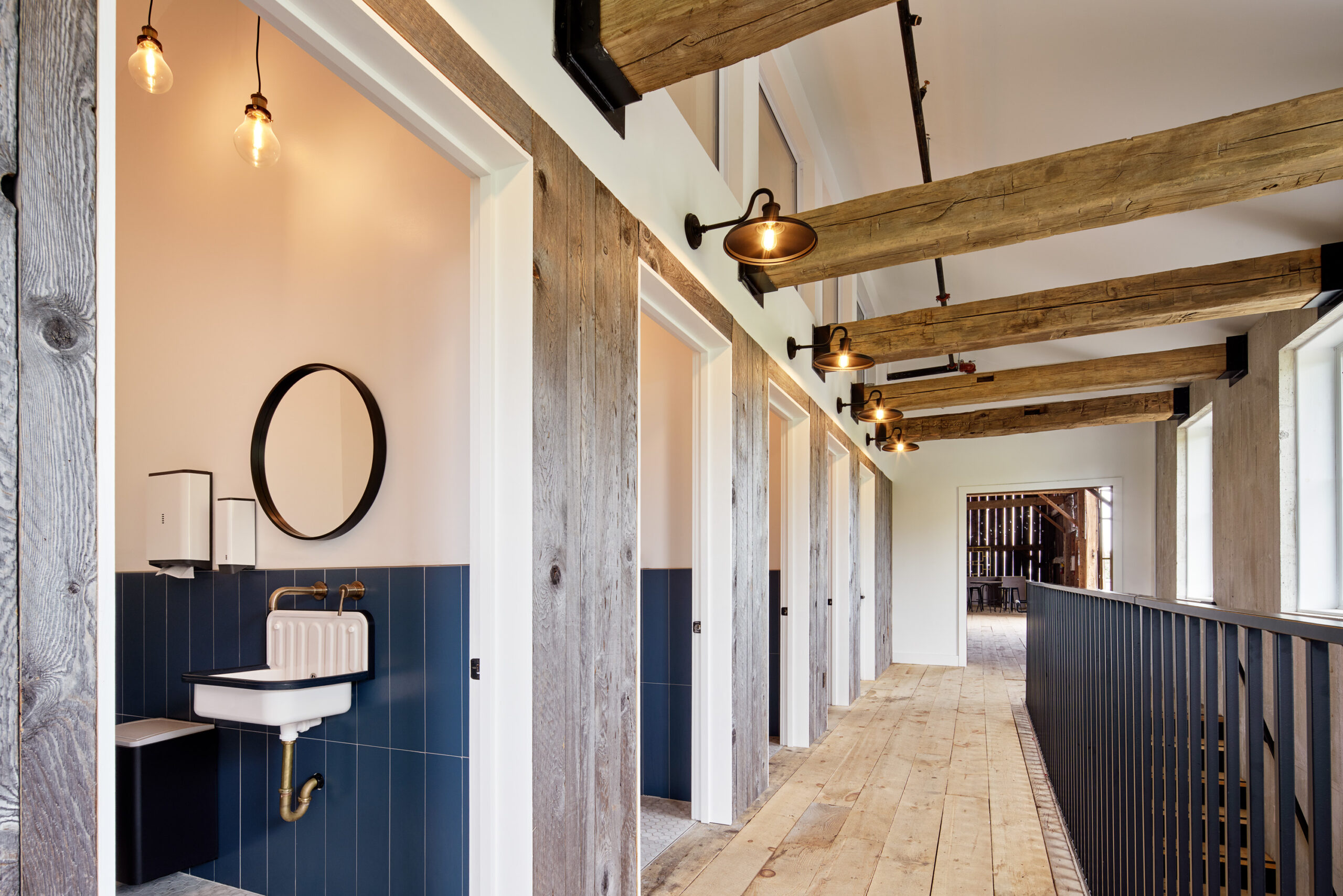 Cambium Farms interior showing hallway and new bathroom