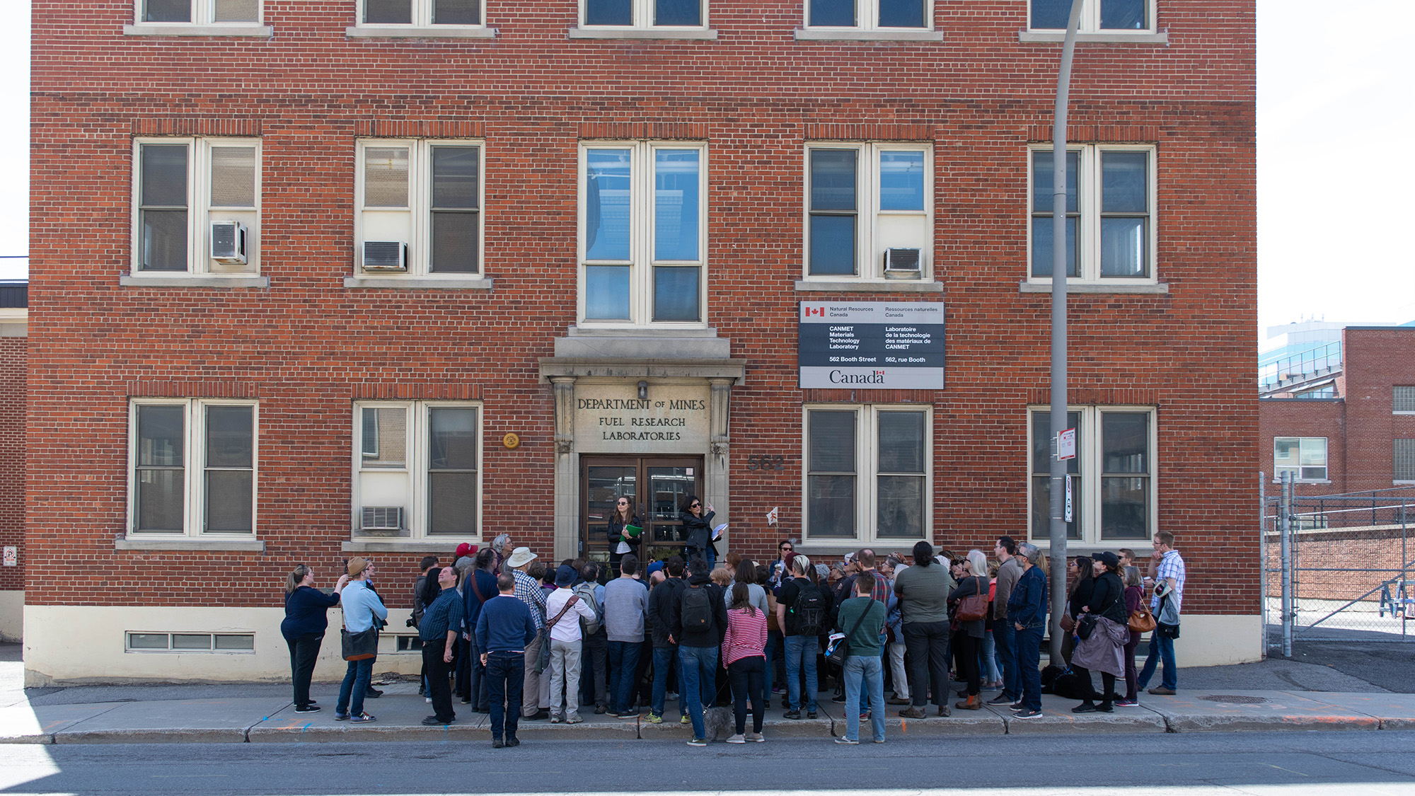 Stantec’s Molly Smith and ERA’s Victoria Angel lead a walking tour of the Booth Street area for Jane’s Walk.