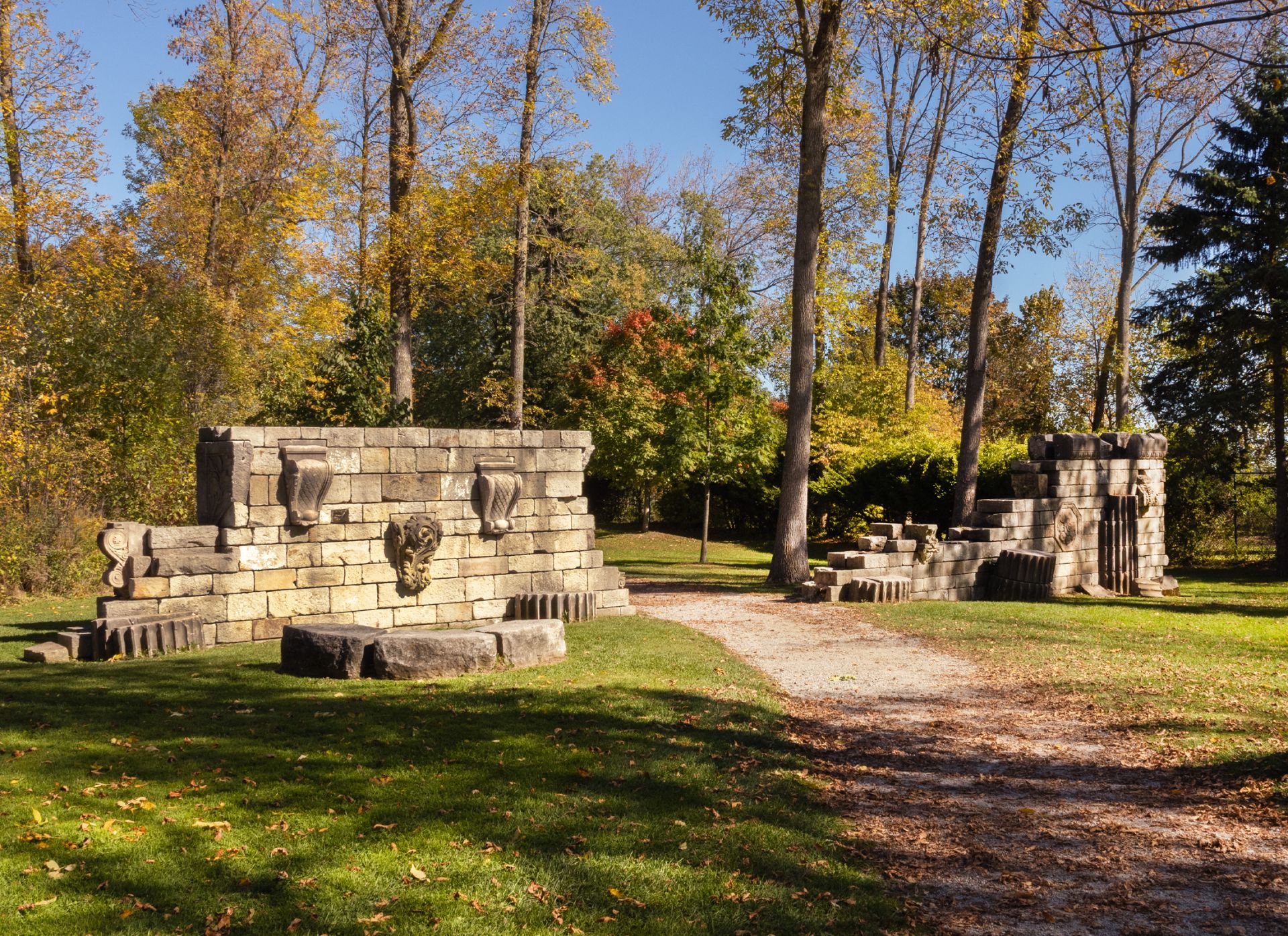 Stone monuments outside at Guild Park and Gardens.