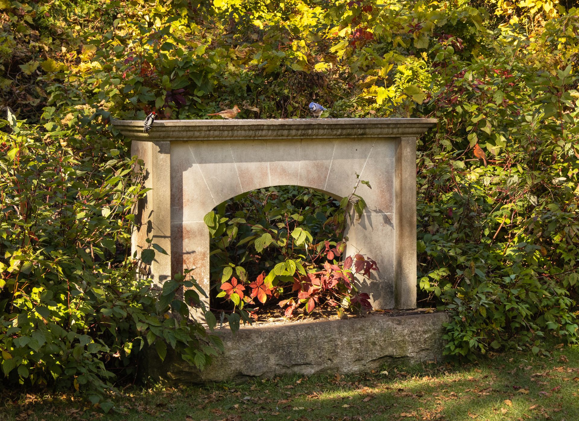 Masonry fireplace monument outside at Guild Park and Gardens.