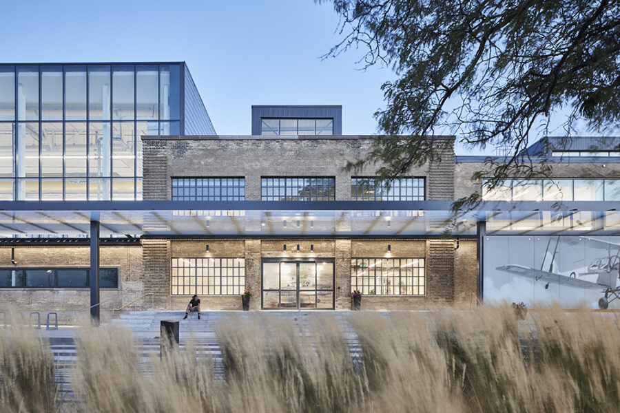 Exterior of Centennial Downsview College, showing industrial building facades