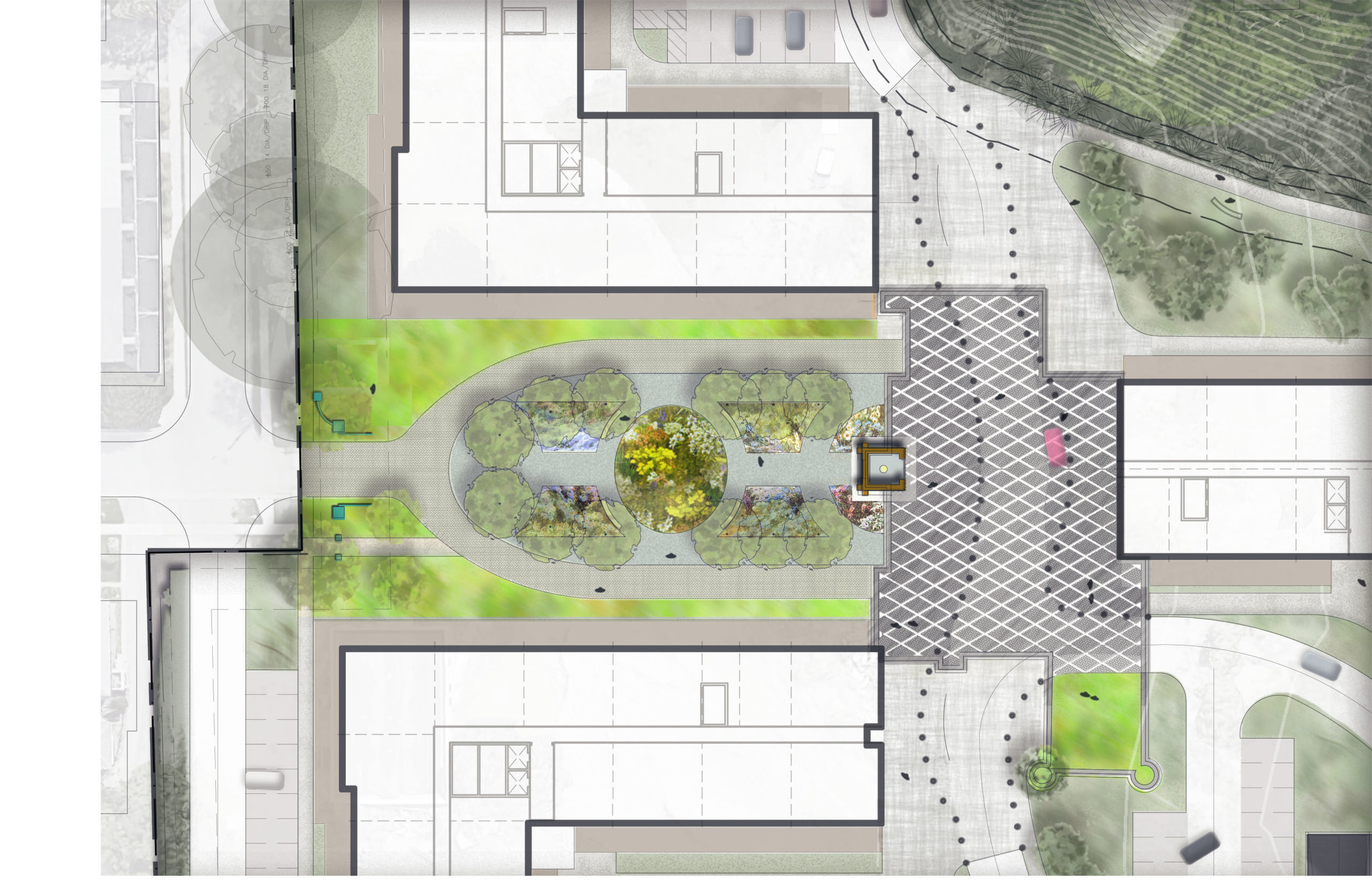 overhead illustration site plan of the development