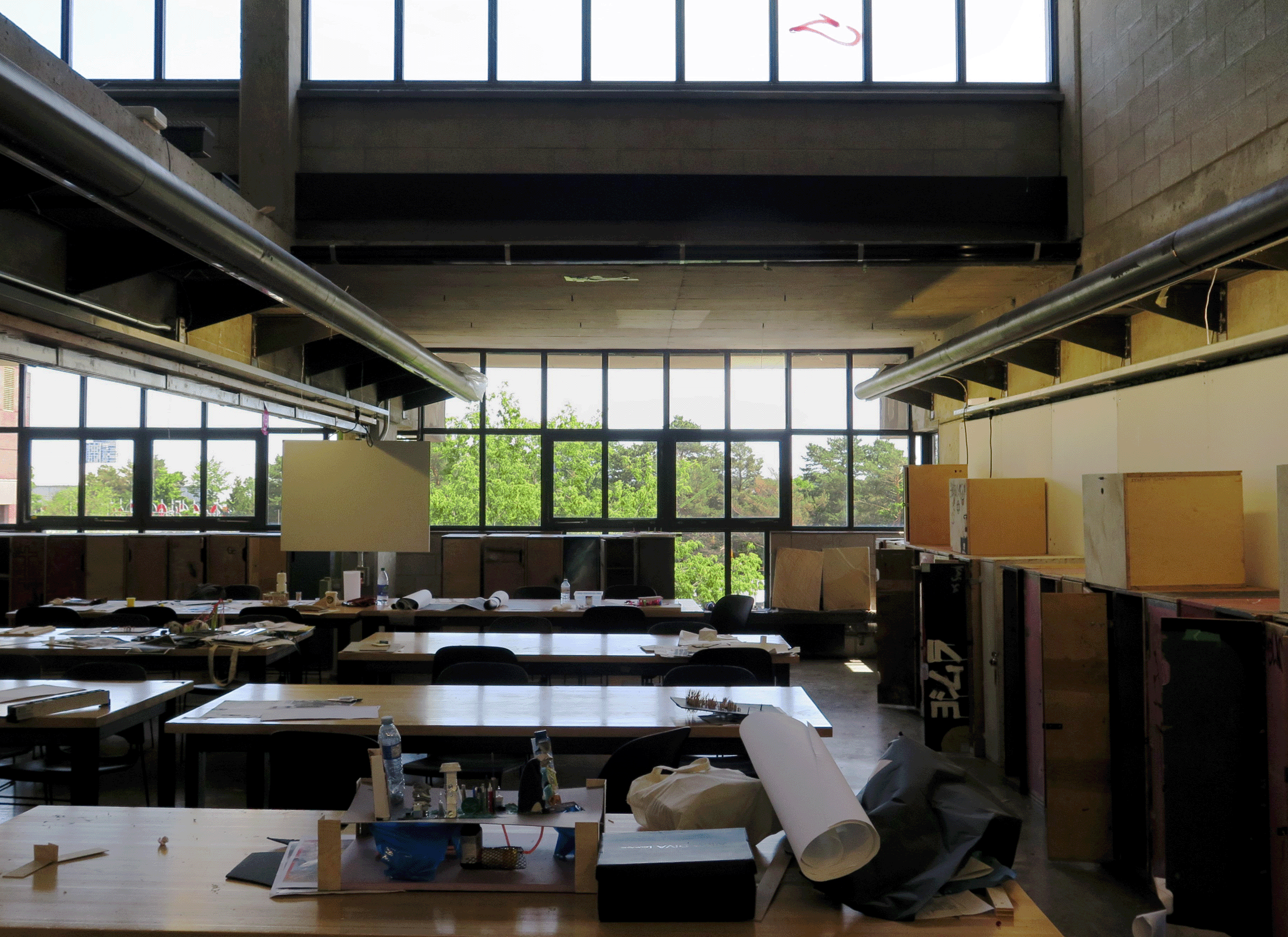 Carleton architecture school studio interior.