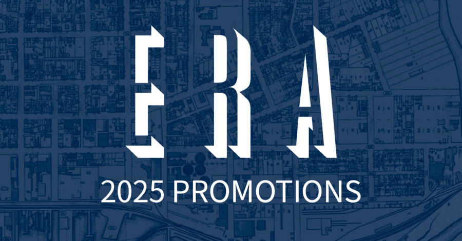 White ERA logo on blue historical map, with "2025 Promotions" written in white underneath.
