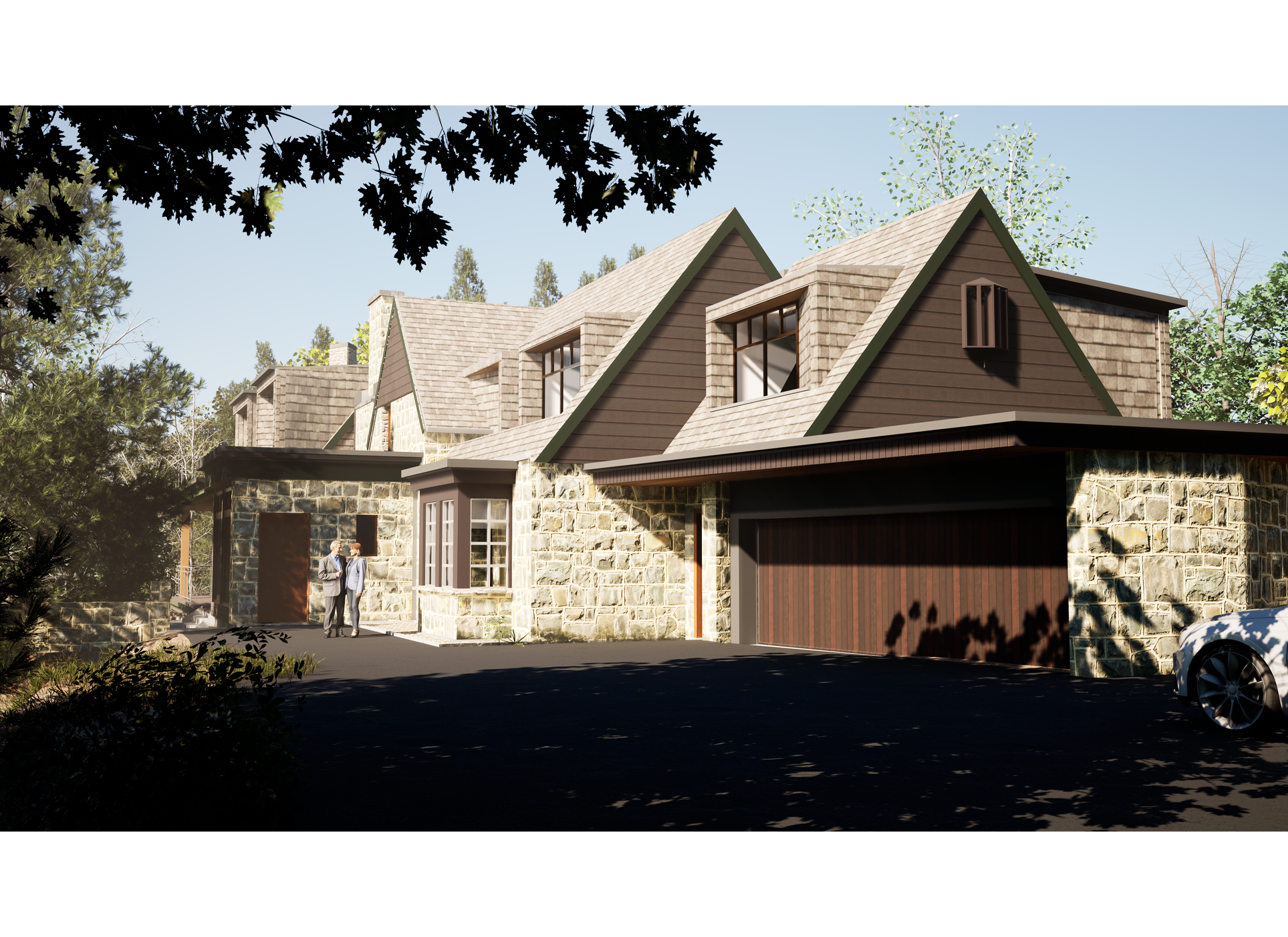 Driveway and front entryway of Lytton Park Ravine Residence.