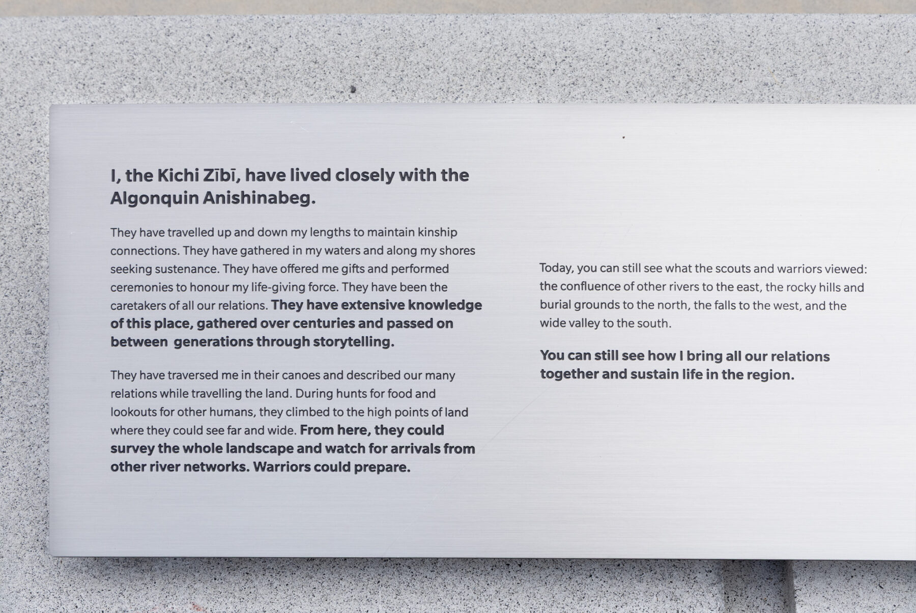 Interpretation panel of the Kichi Zibi