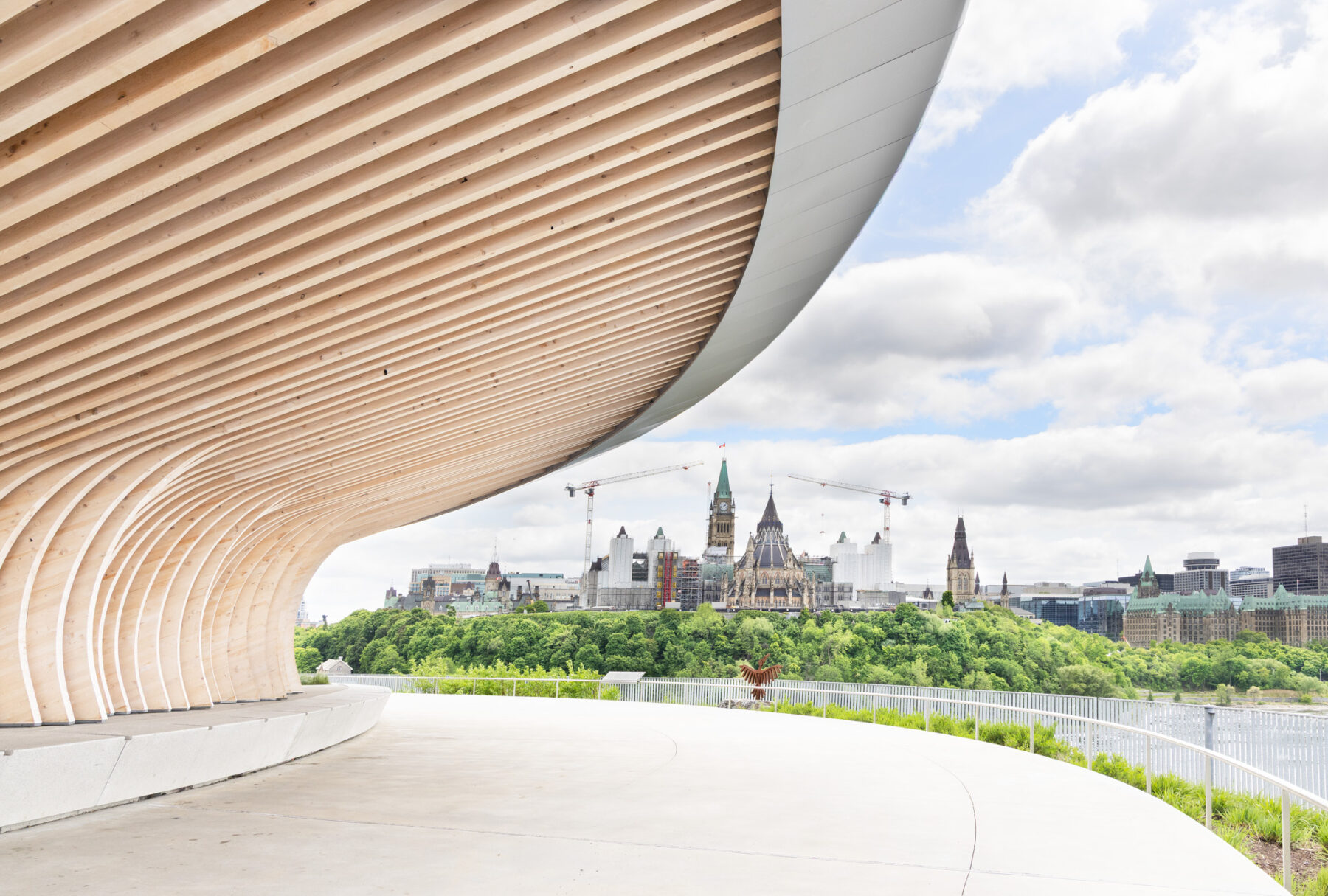 Pedestrian pathway at Kiweki Point overlooking the Ottawa River. 