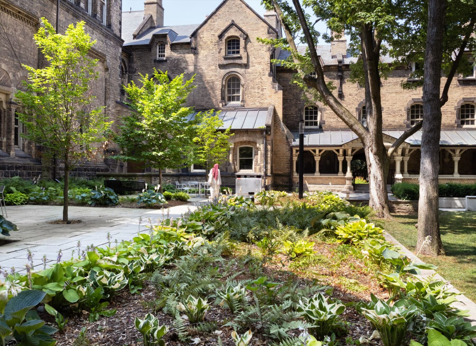 View of University College facade from exterior courtyard.