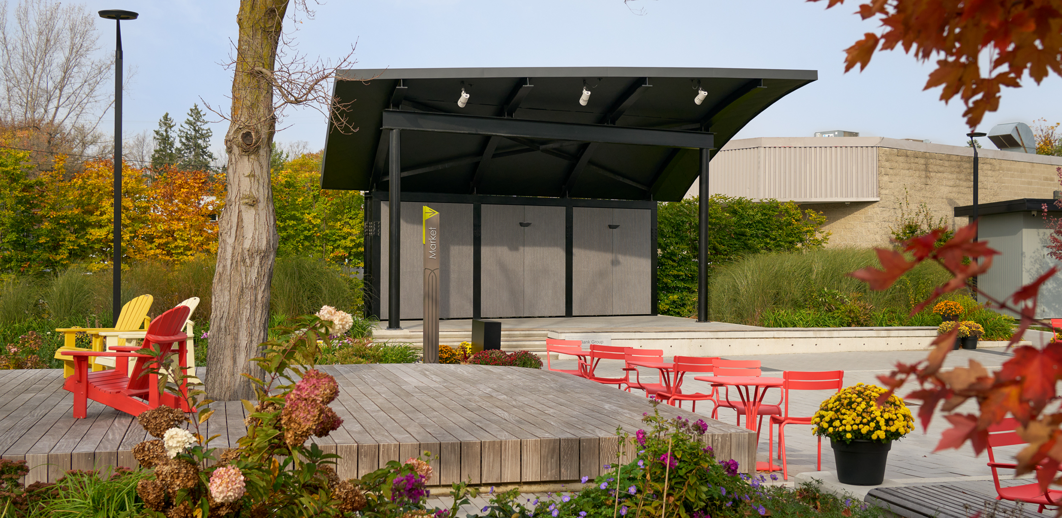 Exterior image of outdoor amphitheater and public seating.