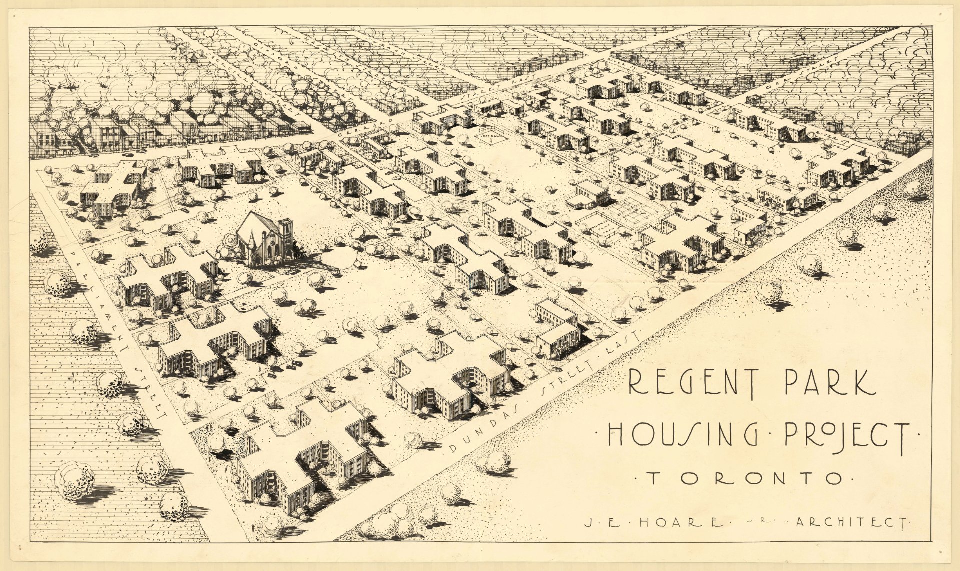 vintage map of regent park in toronto